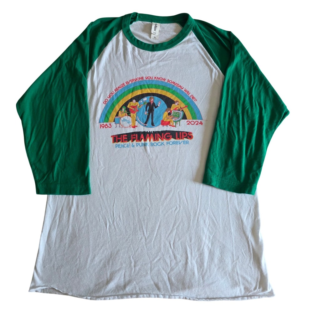 The Flaming Lips 2024 Tour Raglan Baseball Tee Green Yoshimi Punk RockMedium